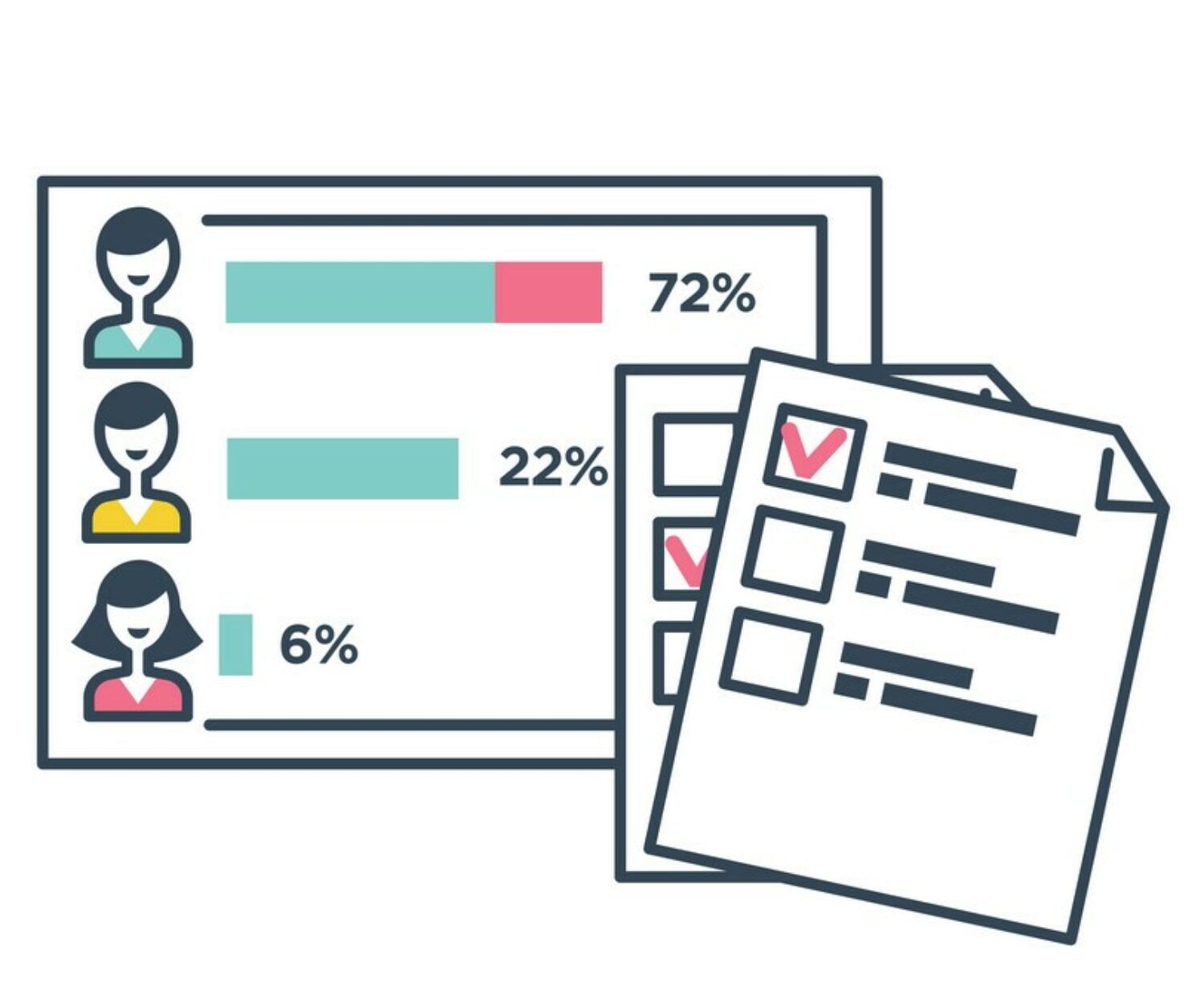 Vote period election fever people candidates on pages with text campaign of person vector statistics and information about results of voting pictures and text checkmarks and percentage ticks.